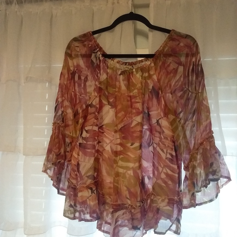 Lucky Brand sheer peasant top